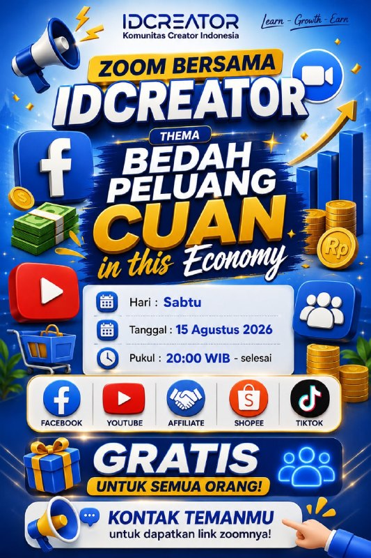 Cara Ikut Zoom Gratis Peluang Cuan 2026 dari IDCreator