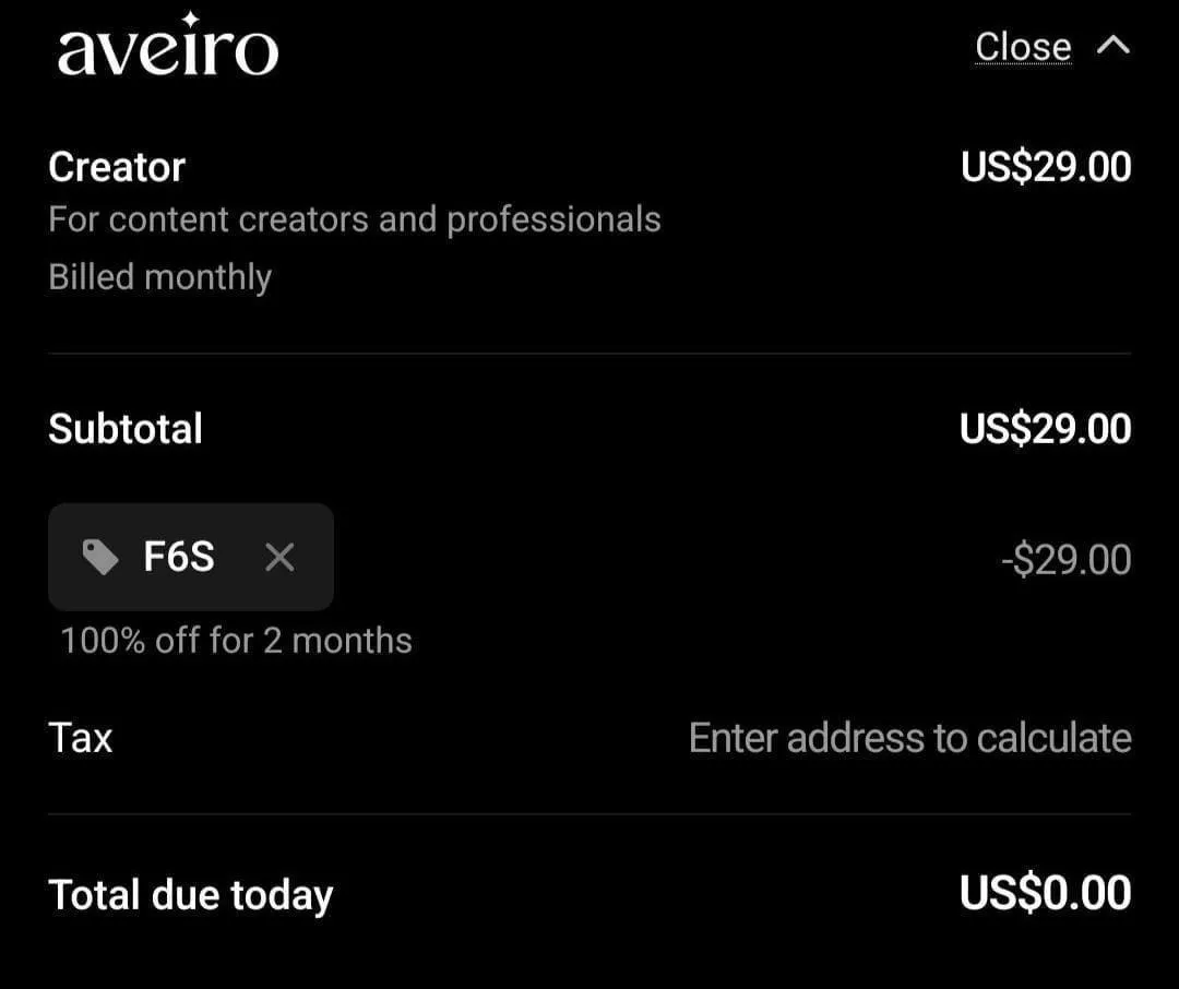 Cara Dapat 2 Bulan Gratis di Aveiro Creator Lewat Kode F6S
