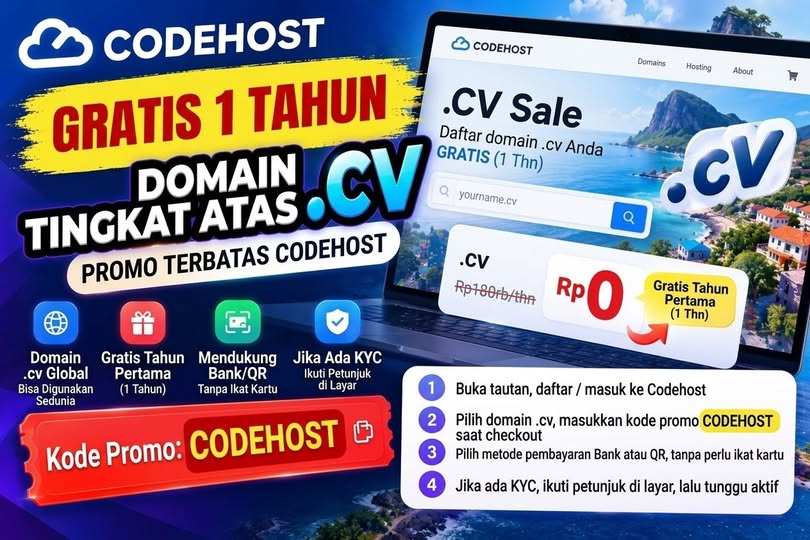 Cara Klaim Domain .cv Gratis 1 Tahun dari Codehost
