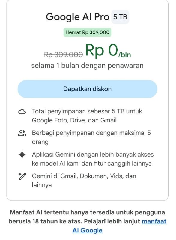 Cara Klaim Google AI Pro Gratis 1 Bulan untuk Akun Gmail
